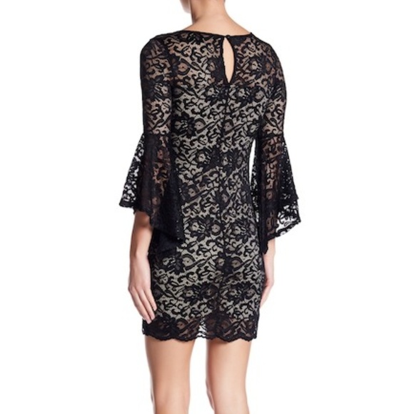 JUST FOR WRAPS Bell Sleeve Lace Mini Dress - Picture 2 of 5